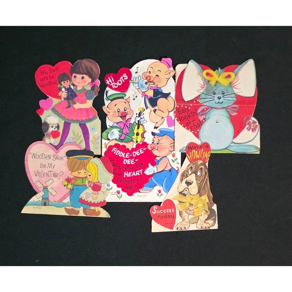 Vintage Valentines Day Cards Lot Disney Donald Duck Mickey Mouse Die Cut 70 pc